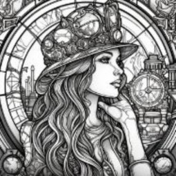 Steampunk Portraits Coloring Book Generator